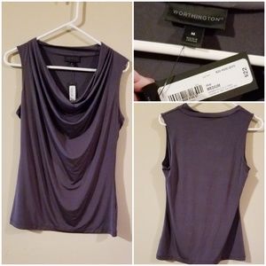 NWT Worthington silky sleeveless dark gray top